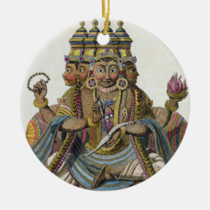 Brahma, Hindu god of creation, from 'Voyage aux In Ceramic Tree Decoration