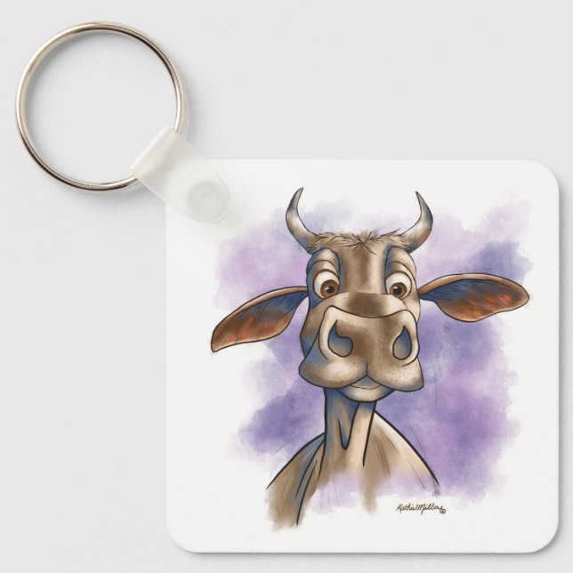 Brahman Cow Cartoon Key Ring (Front)