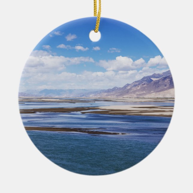 Brahmaputra river and mountain landscape - Tibet Ceramic Tree Decoration (Front)
