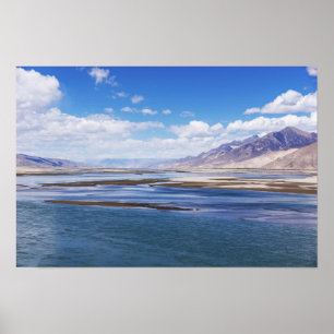Brahmaputra river and mountain landscape - Tibet Poster