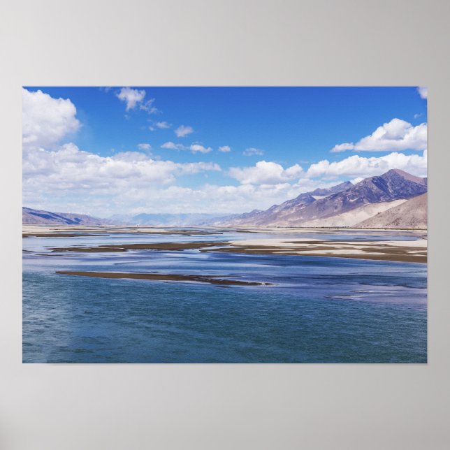 Brahmaputra river and mountain landscape - Tibet Poster (Front)