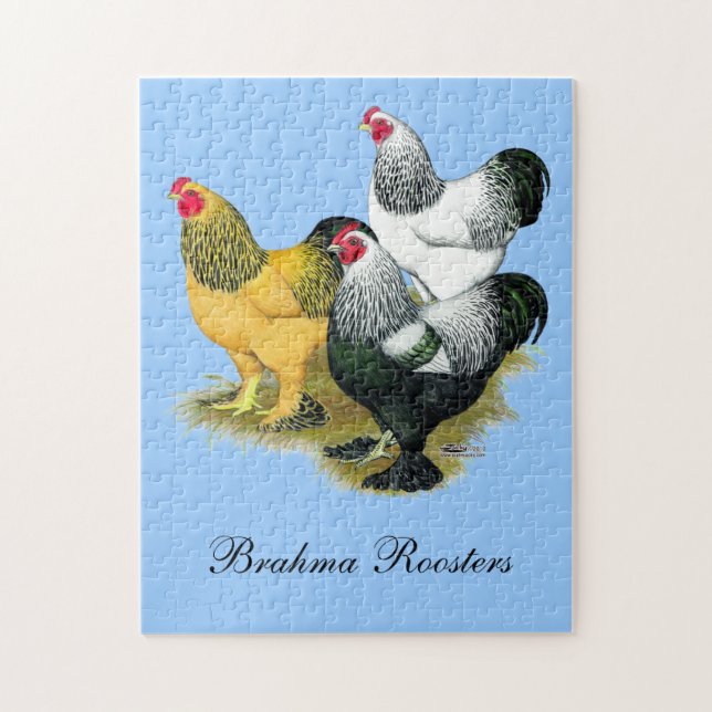 Brahmas Three Roosters Jigsaw Puzzle (Vertical)