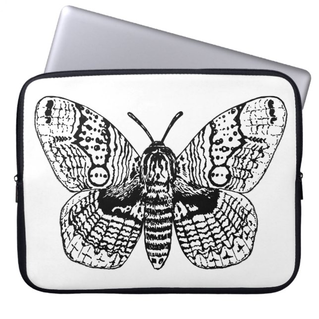Brahmin moth drawing laptop sleeve (Front)
