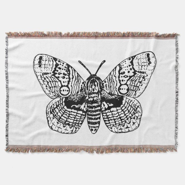 Brahmin moth drawing throw blanket (Front)