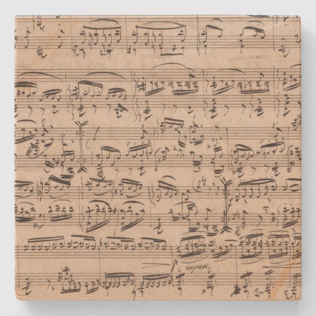 Brahms Theme and Variations Music Manuscript Stone Coaster (Front)