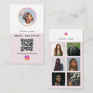 Braid Hair 6 Photo Feed Grid Social Media QR Code Business Card