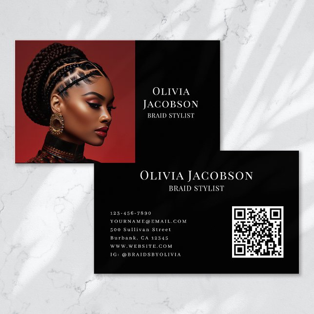 Braid Stylist Hair Loctician Photo Business Card (Creator Uploaded)
