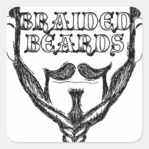 braided beards square sticker