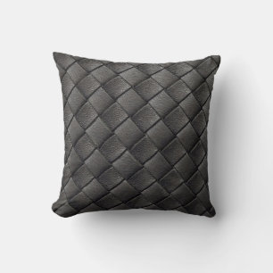 Braided Black Leather: Vintage Texture Cushion