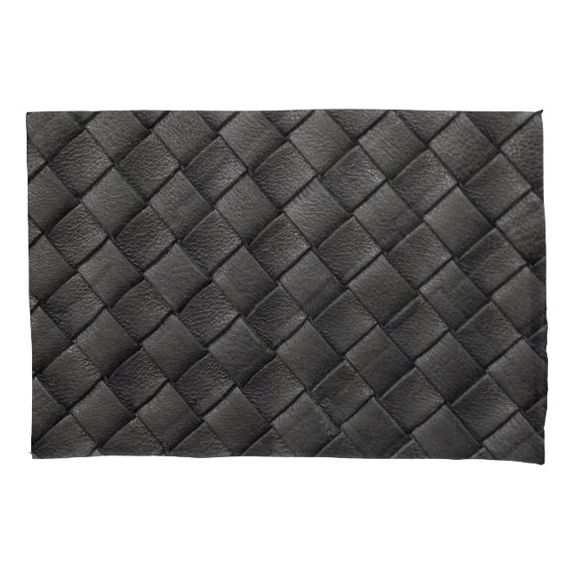 Braided Black Leather: Vintage Texture Pillowcase (Front)