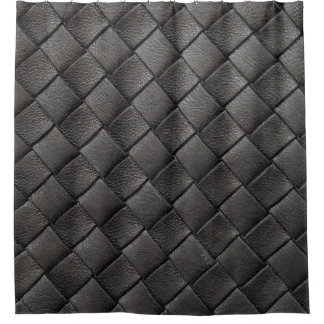 Braided Black Leather: Vintage Texture Shower Curtain