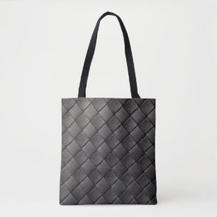 Braided Black Leather: Vintage Texture Tote Bag