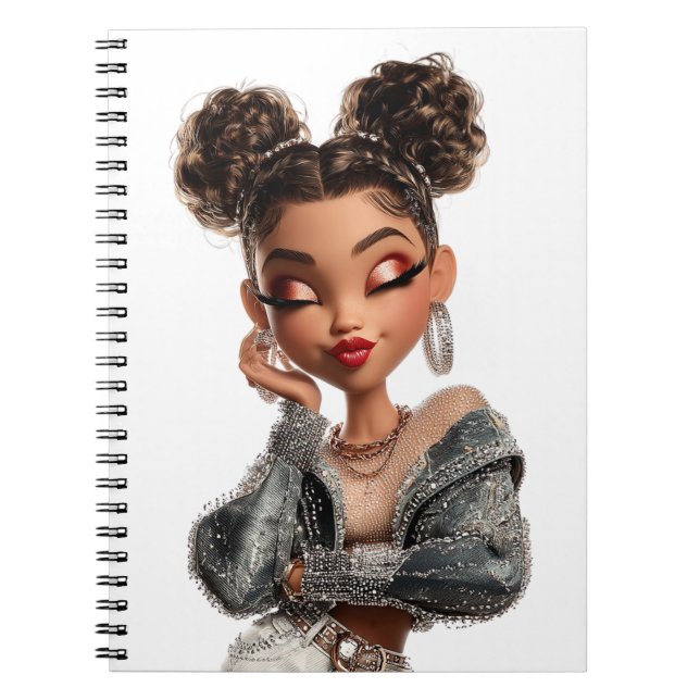 Braided Glam Girl Spiral Photo Notebook (Front)