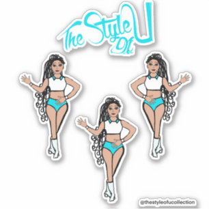 Braided Majorette / Dancer Stickers Aqua