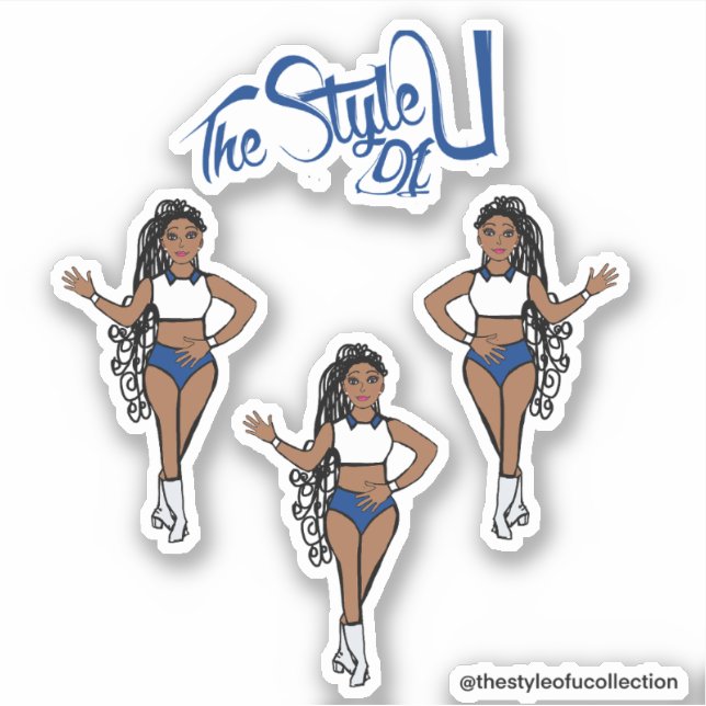 Braided Majorette / Dancer Stickers Blue (Front)