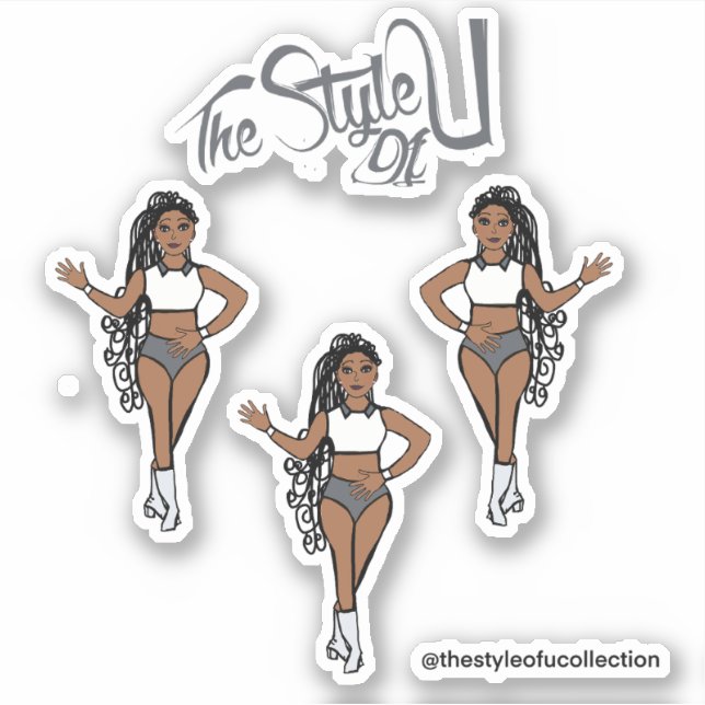 Braided Majorette / Dancer Stickers Grey (Front)