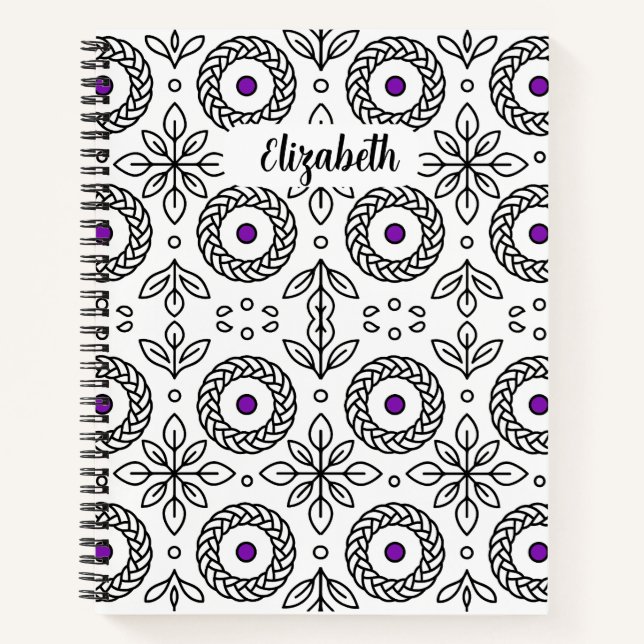 Braided Mandala and Leaf Motif Notebook (Front)