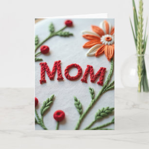 Braided Mum Floral Textile Card