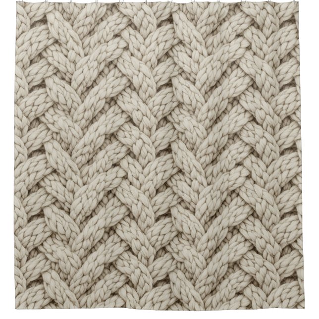 Braided Thread Knit Texture – Warm Beige (2) Shower Curtain (Front)