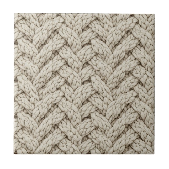 Braided Thread Knit Texture – Warm Beige (2) Tile (Front)