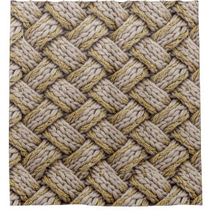 Braided Thread Knit Texture – Warm Beige (3) Shower Curtain