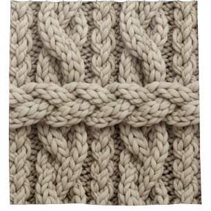 Braided Thread Knit Texture – Warm Beige (4) Shower Curtain