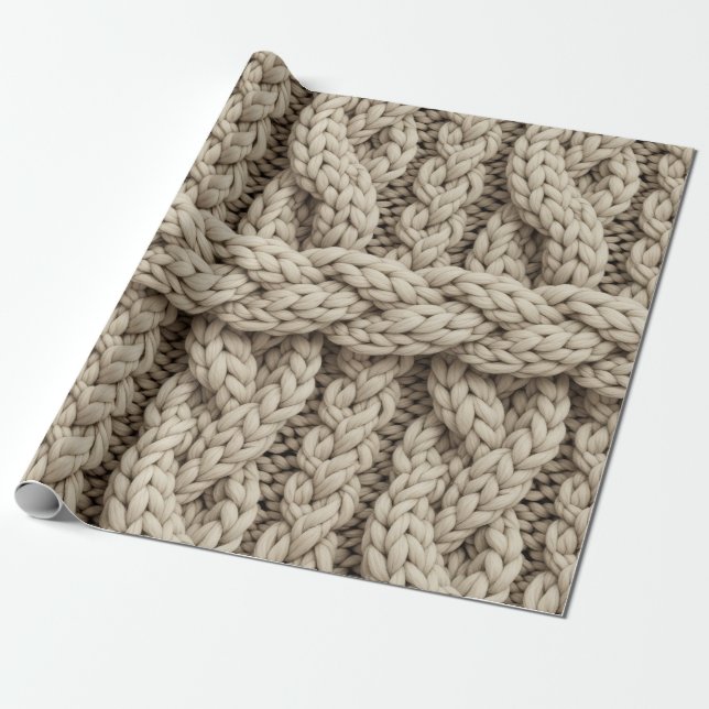 Braided Thread Knit Texture – Warm Beige (4) Wrapping Paper (Unrolled)