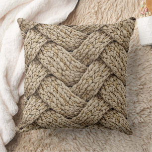 Braided Thread Knit Texture – Warm Beige Cushion