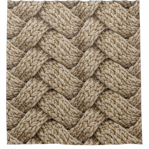 Braided Thread Knit Texture – Warm Beige Shower Curtain