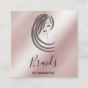 Braids Braided Hair Afro American Woman Braider Square Business Card