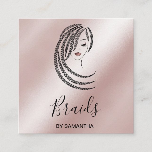 Braids Braided Hair Afro American Woman Braider Square Business Card (Front)