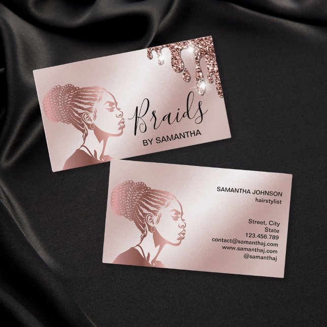 Braids Braided Hair Afro American Woman Business C Business Card (Creator Uploaded)