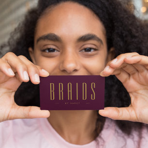 Braids Burgundy And Gold Business Card