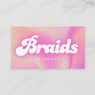 Braids Groovy Retro Pink Business Card