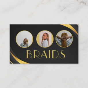 Braids Hair Salon Black Gold Photo Business Card
