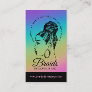 Braids Hair Stylist Braider Beautician Salon Busin Business Card