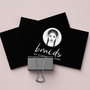 Braids Hair Stylist Modern Minimal Business Card