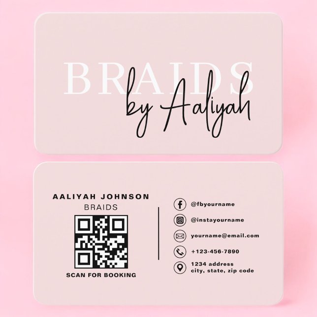 Braids Hair Stylist QR Code Business Card (Creator Uploaded)