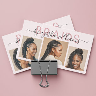 Braids Photo Collage Hairstylist QR Code Business Card