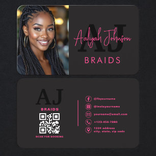 Braids Stylist Branding Photo QR Code Business Card