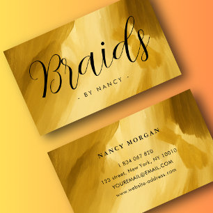 Braids Typography Gold brush stroke Business Card