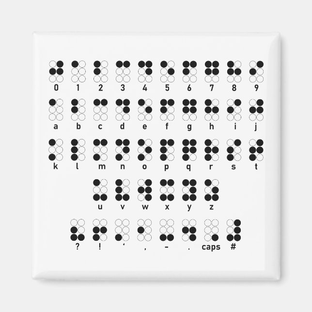 Braille alphabet blind letters symbol magnet (Front)