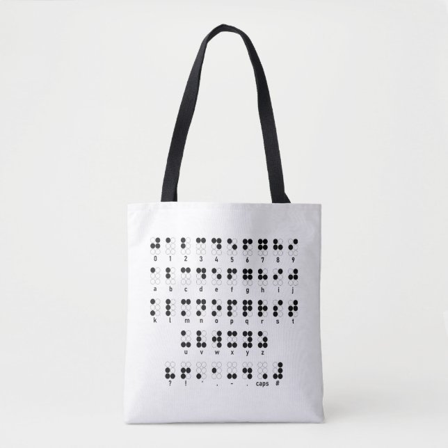 Braille alphabet blind letters symbol tote bag (Front)