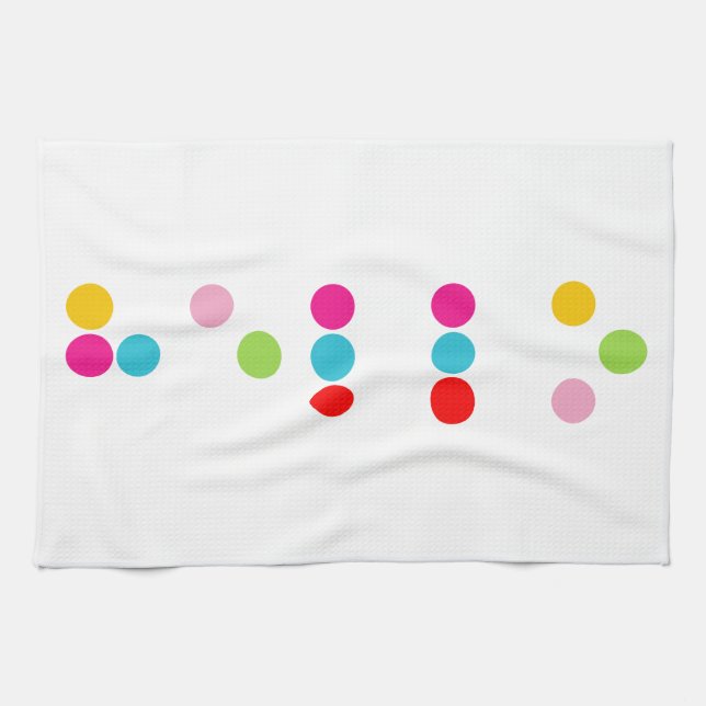 Braille blind language alphabet letters hello text tea towel (Horizontal)
