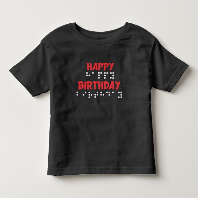 Braille Dots - Happy Birthday t-shirt Blind (Front)
