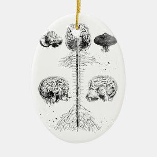 Brain and spine ceramic tree decoration