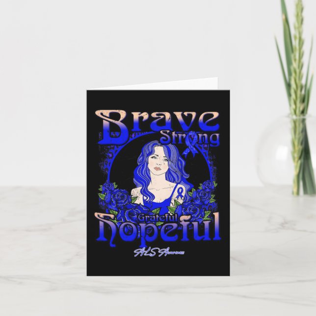 Brain Aneurysm Awareness Brave Strong Grateful Hop Card (Front)