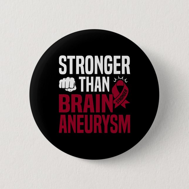 Brain Aneurysm Awareness  Burgundy Ribbon 6 Cm Round Badge (Front)