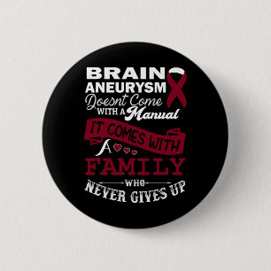 Brain Aneurysm Awareness Burgundy Ribbon Family Su 6 Cm Round Badge