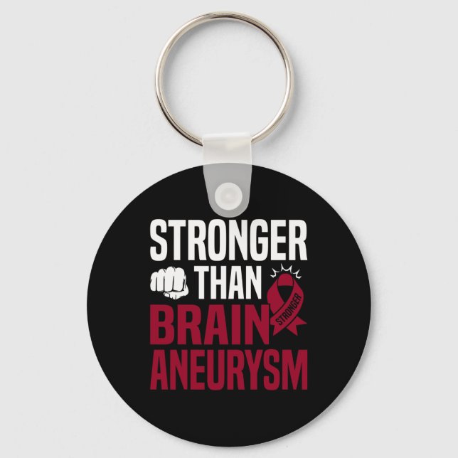 Brain Aneurysm Awareness  Burgundy Ribbon Key Ring (Front)